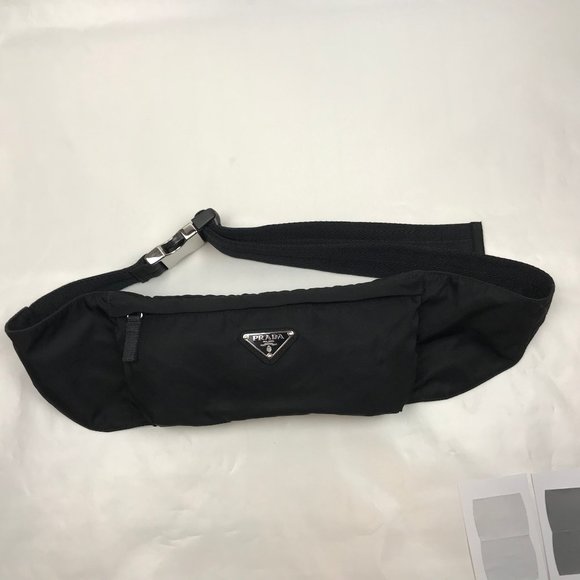 SOLD - Prada Black Waist Pouch Bag Nylon Single Zipper Pocket Fanny Pack - Picture 1 of 9